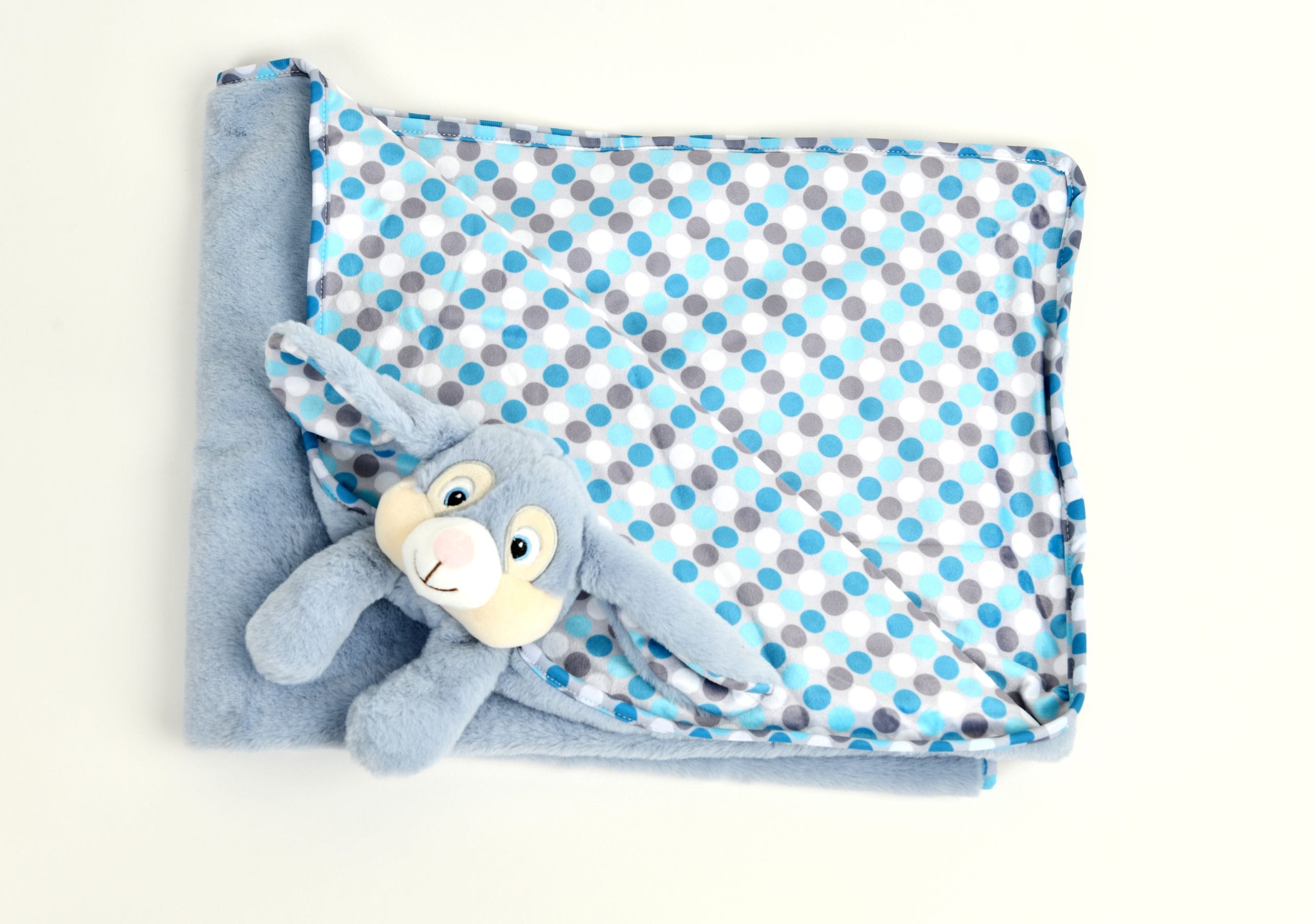 cubbies blue bunny baby blankie large folded