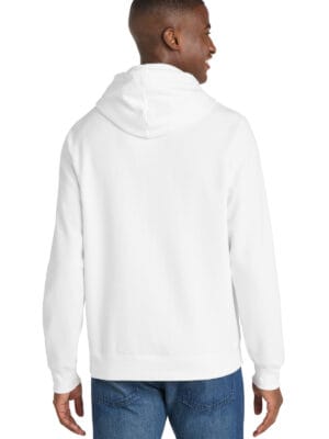 Port & Co ™ Fan Favorite Fleece Pullover Hooded Sweatshirt - White - backModel